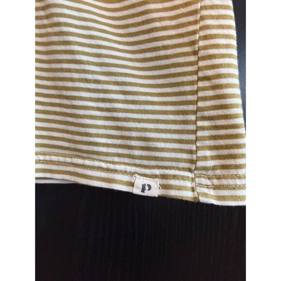 Pact Women's Pullover Organic Cotton Striped Shirt Large Short Sleeves V-Neck - Picture 4 of 7